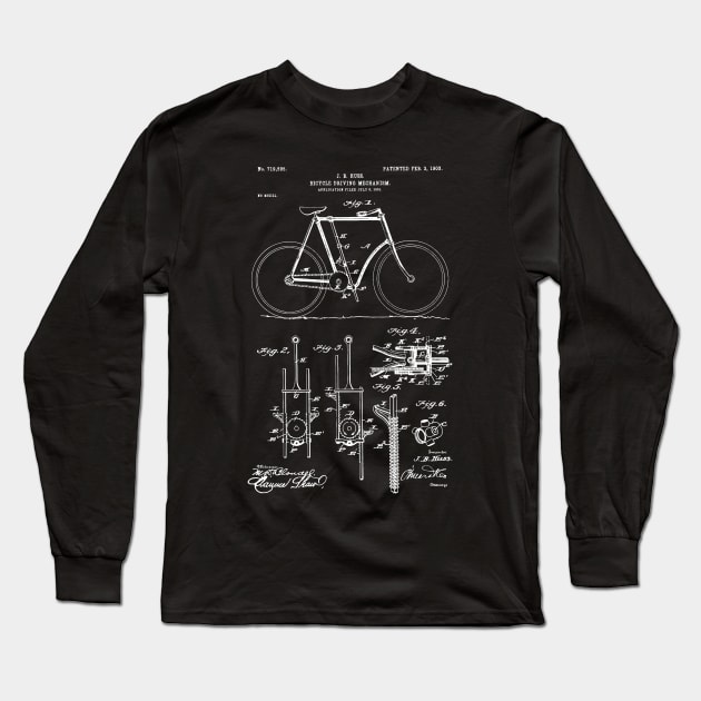 Bicycle driving mechanism 1903 / Cyclist patent present Edit Long Sleeve T-Shirt by Anodyle